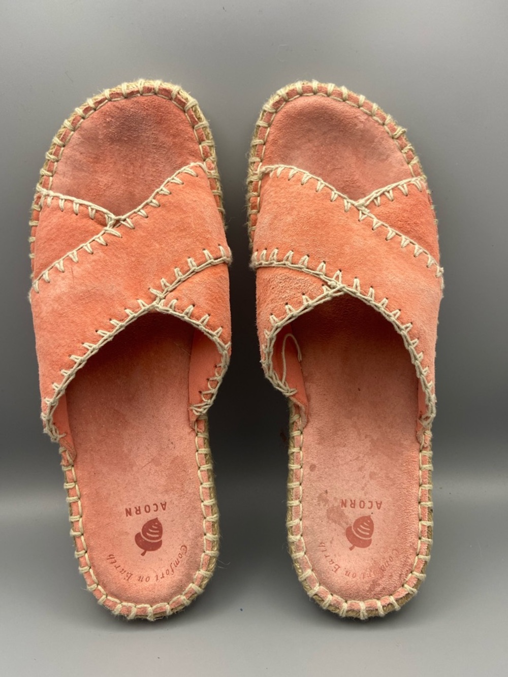 Acorn Coral Suede Slip-On Mules